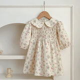  MQTIME  -  New Autumn Children Clothes 2-6 Yrs Baby Girl Party Dress Long Sleeved Cotton Solid Color Kids Princess Dresses