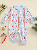 MQTIME  -  Toddler Girl Winter Snowflake Print Hooded Romper Long Sleeve Zipper Jumpsuit Christmas Elk Outfit with Pom Pom Hat