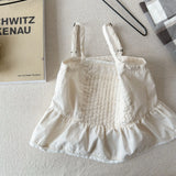 MQTIME  -  New Summer Toddlers Girls Suspenders Shirts Pleated Ruffles Lace Strap Tops Korean Style Children Cute Blouses