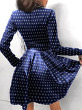 MQTIME  -  Women Long Sleeve Zipper Pocket Large Hem Faux Leather Lace Mini Dress Women's Clothing Elegant Fashion Party Dress vestidos