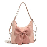 MQTIME  -  Korean-style Cute Big Pink Bow Pu Cute Large-capacity Storage Bag Handbag Backpack Woman Bags Schoolbag Crossbody Bag