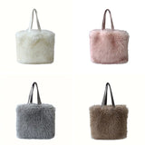 Mqtime Designer Faux Fur Tote Bag for Women Luxury Handbags Autumn Winter Plush Shoulder Crossbody Bags Brand Shopper Purses New