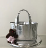 MQTIME  -  Dongda Gate New Silver Large Capaci Faionable mat Handbag Trendy Tote Bag for Women Casual oulder Bag Polyester