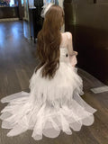 MQTIME  -  Woman Dress Mesh Patchwork Sleeveless Irregular Slim V Neck Ribbon Princess Sweet Elegant Party Dresses Female Fashion