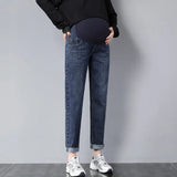 Mqtime Pregnancy Abdominal Pants Boyfriend Jeans Maternity Pants For Pregnant Women Clothes High Waist Trousers Loose Denim Jeans