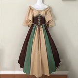 MQTIME  -   Big Swing Skirt  Medieval Retro Slim-fitting Skirt Flying Sleeves Shoulder Dress Female Cos Costume Performance