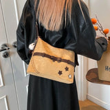 Korean Fashion Y2k Cute Bow Large Capacity Tote Bag Cool PU Leather Crossbody Bags Shoulder Bag Storage Bags Woman Bag