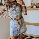 MQTIME  -  American Style Denim Dress Straps Summer Button Down Sleeveless Sheath Denim Dresses Vintage Slim Fit Jean Vestidos