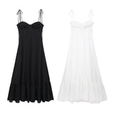 MQTIME  -  2024 Fashion Women Sexy Sleeveless Backless Lace-Up Decoration Beach Dress Woman Solid Color Zipper Sling Long Dress