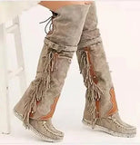 MQTIME  -  Retro Women's Over The Knee Boots Bohemian Style Casual Shoes Fashion Suede Platform Boots for Woman Designer Shoes Botas Mujer