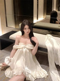 MQTIME  -  Sweet Dresses Women Sleeveless Sexy Slim Ruffles Patchwork Princess Backless Elegant Fashion Party Mini Dress Female