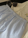  MQTIME  -  Summer Sweet Striped Print All Match Loose Casual  High Waist Straight Shorts