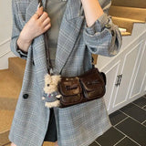 MQTIME  -  Vintage Fashion PU Bow Multi-pocket Large Capacity Storage Bags Shoulder Bag Underarm Bags Crossbody Bag Woman Bags