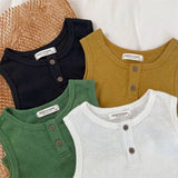 MQTIME  -  Summer New Children Sleeveless T Shirts Solid Color Girls Cotton Breathable Vest Kids Tops Boys Tee Baby Clothes