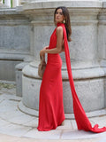 MQTIME  -  Elegant Satin Long Dresses Women Chic Fashion Solid Slim High Waits Female Robe With Ribbon Summer Lady Party Vestidos 2025 New