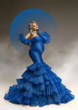 MQTIME  -  Royal Blue Mermaid Maternity Robes for Photography Tiered Ruffles Pregnant Women Gown Babyshower Dress Customized
