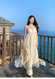 MQTIME  -  Dresses Women Floral Printed Ruffles Elegant Holiday Beach Wedding Party Cocktail Dress Backless Fairy Princess