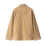  MQTIME  -  Women Suede Leather Jacket New Autumn Winter Fashion Long Sleeve Zipper  Coat Chic Female High Street Lapel Outerwear