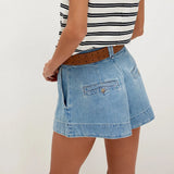  MQTIME  -  Summer New Women's Casual Loose High Waist Pocket Washing Denim Shorts Women