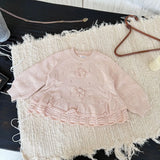  MQTIME  -  New Autumn Toddlers Girls Knitted Pullovers Sweaters Crochet Flowers Ruffles Korean Style Baby Kids Sweater