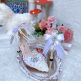 MQTIME  -  high heels for woman bridal wedding shoes designer luxury heel high quality shoes lolita y2k heels french style bow pearl 2000s