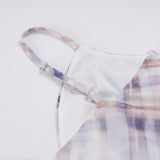 MQTIME  -  Y2k Plaid Gauze V Neck Spaghetti Strap Sexy Backless Patchwork Short Women's Dress