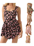 MQTIME  -  Elegant V-Neck Lace Dress Sleeveless  Fit Cocktail Party Dress with Zipper Closure and Floral Embroidery