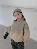 MQTIME  -   Children Laml Wool Coats Winter Stitching Jackets Girls Boys Thick Warm Outerwear Autumn Plus Velvet Snowsuit Kids Clothing 1-5Y