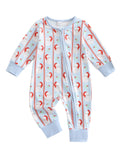MQTIME  -  Toddler Girl Winter Snowflake Print Hooded Romper Long Sleeve Zipper Jumpsuit Christmas Elk Outfit with Pom Pom Hat