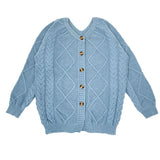 MQTIME  -  Autumn Winter Hot Sale Long Sleeve Wear Solid Color Quilted Sweater Loose Jacket Round Neck Wool Cardigan Women