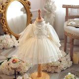  MQTIME  -  New Princess Tulle Dress for Girls Spring Fall Baby Mesh Gown Birthday Party Lace Vestidos Children Autumn Long-Sleeve Dresses