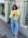 MQTIME  -  Spring and Autumn Foreign Fashion Fashionable Straight Neck Solid Color Off-the-shoulder Clavicle Sweater Women's 2025 New Style