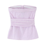 MQTIME  -  Wrinkled Strapless Shirt For Women Slim Fit And Slimming Pure Desire For Style Sexy And Niche Sleeveless Small Shirt