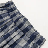 MQTIME  -  Children's Retro Blue Plaid Trousers Spring Autumn New Korean Boys And Girls Double-Layer Cotton Casual Harem Pants WTP121