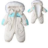 MQTIME  -30℃ Winter Infant Rompers Clothes New Kids Waterproof Hooded Girl Boy Overalls Ski Suit Baby Thick Warm Bodysuit Jacket