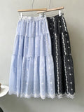 MQTIME  -  Korean Korean Casual Crochet Geometric Print A-LINE Mid-length Fashion Skirts