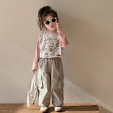 MQTIME  -  New Spring Children Girl Suspender Cotton Cartoon Print Casual Outwear Kid Girl Pant Loose Sporty Ankle Band Pants For 1-6Y Girl
