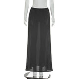 MQTIME  -  Polka Dots Print Vacation Beach Chiffon Maxi Skirts Women Fashion High Waist Slim Casual Streetwear Long Skirt All Match Bottoms