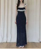 MQTIME  -  French Style Vintage Polka Dot Long Dress Summer Stylish Lace Patchwork Female Clothing Flying Sleeve Elegant Bag Hip Dresses