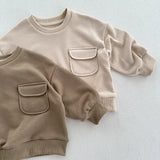  MQTIME  -  Autumn New Children Long Sleeve Sweatshirt Solid Boys Girls Cotton Loose Pullover Kids Casual Pocket Tops Baby Clothes
