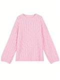 MQTIME  -  New Loose Twisted Round Neck Long Sleeve Pullover Top Casual Versatile Women Sweater Y2k Pink Korean Reviews Many Girls Clothes