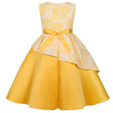  MQTIME  -  Girls Party Dress Princess Fashion Printed Flower Gown Kids Sleeveless Bow Birthday Vestidos 2025 New Children Fashion Clothing