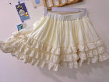 MQTIME  -  Forest style fresh and cute elastic waist lace trim cake dress  white skirt  kawaii  micro skirt Y2K skirt