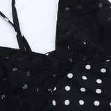 MQTIME  -  Polka-Dot Print Spaghetti-Strap Dress Women Summer Hot Girl V-Neck Backless Waist-Cinching Mini Dress Female Party Dress