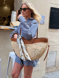 MQTIME  -  Loose 2 Pieces Women Summer Set Striped Plaid Turn-down Collar Long Sleeve Shirt Short Pants Outfits Female Shorts Suit