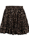 MQTIME  -  Fall Outfits 2024 Vintage Leopard Printed Skirt Female Sexy Casual Lace-Up Slim Contrast High Waist Commute Clothes Women's Pleated Skirts