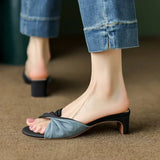 MQTIME  -  Women's Fashion Color Block Sexy Open Toe High Heel Sandals Summer PU Leather Outdoor Casual Party Dress Women's Slippers