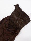 MQTIME  -  Sexy One Shoulder Lace See Through Maxi Dress Women Gown Fashion Off-shoulder Sleeveless Backless Club Long Dresses 2025 Chic
