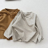  MQTIME  -  Autumn New Children Long Sleeve T Shirts Girls Bottoming Shirt Boys Casual Striped Tee Baby Cotton O-neck Tops Kids Clothes