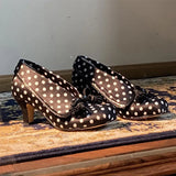 MQTIME  -  Vintage Lapel Design Polka Dot Women Pumps Fashion Bowknot Tassel Horsehair High heels Spring Autumn Female Chunky Modern Shoes